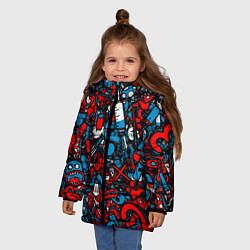 Куртка зимняя для девочки Стикербомбинг, цвет: 3D-светло-серый — фото 2