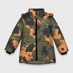 Куртка зимняя для девочки Камуфляж: хаки/оранжевый, цвет: 3D-светло-серый