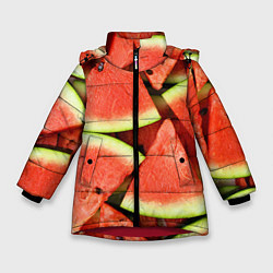Куртка зимняя для девочки Дольки арбуза, цвет: 3D-красный