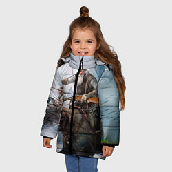 Куртка зимняя для девочки Русский воин на медведе, цвет: 3D-черный — фото 2
