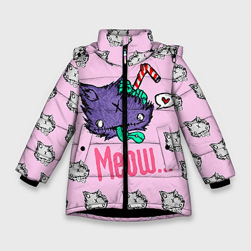 Зимняя куртка для девочки Drop Dead: Meow / 3D-Черный – фото 1