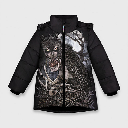 Зимняя куртка для девочки Ночной охотник / 3D-Черный – фото 1