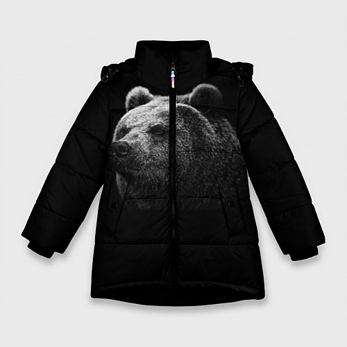 Зимняя куртка для девочки Взгляд мишки / 3D-Черный – фото 1