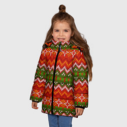 Куртка зимняя для девочки Зимний узор, цвет: 3D-красный — фото 2