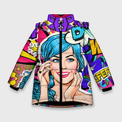 Куртка зимняя для девочки Pop art, цвет: 3D-черный