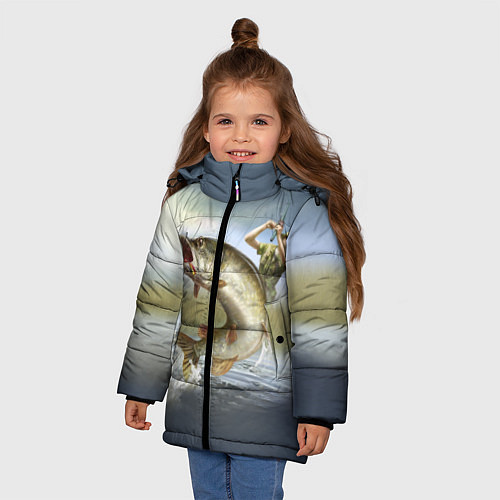 Зимняя куртка для девочки Дерзская щука / 3D-Красный – фото 3