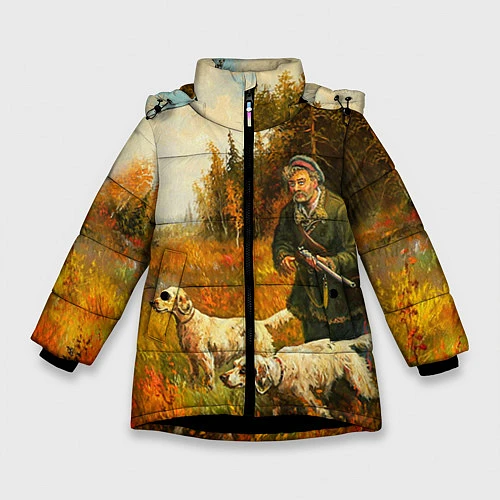 Зимняя куртка для девочки Охота на утку / 3D-Черный – фото 1