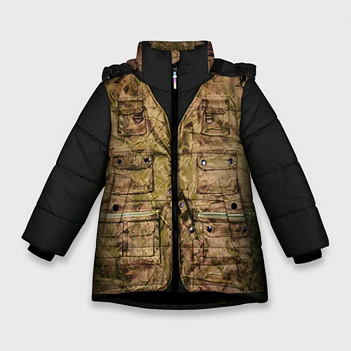 Зимняя куртка для девочки Жилетка охотника / 3D-Черный – фото 1