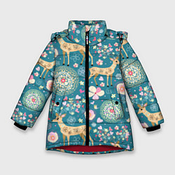 Зимняя куртка для девочки Олений узор