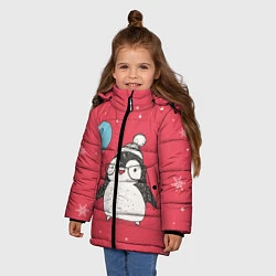 Куртка зимняя для девочки Влюбленная пингвинка, цвет: 3D-черный — фото 2