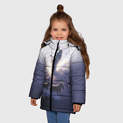 Куртка зимняя для девочки Небесные лошади, цвет: 3D-черный — фото 2