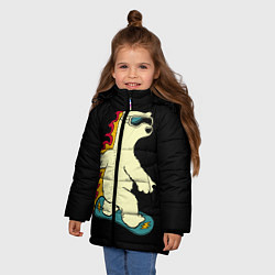 Куртка зимняя для девочки Мишка на борде, цвет: 3D-красный — фото 2