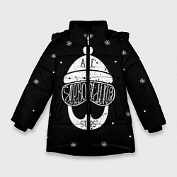 Куртка зимняя для девочки Бородатый сноубордист, цвет: 3D-черный