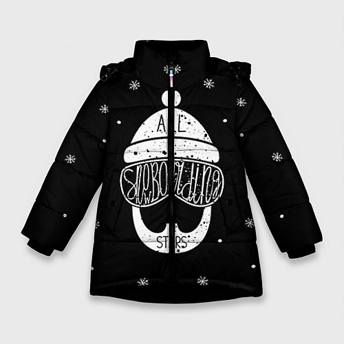 Зимняя куртка для девочки Бородатый сноубордист / 3D-Черный – фото 1