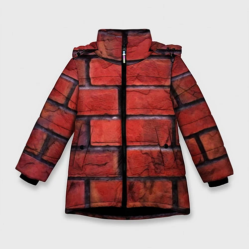 Зимняя куртка для девочки Кирпич / 3D-Черный – фото 1