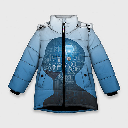 Зимняя куртка для девочки Умный студент / 3D-Черный – фото 1