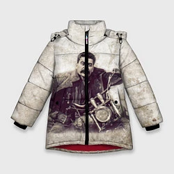 Куртка зимняя для девочки Сталин байкер, цвет: 3D-красный