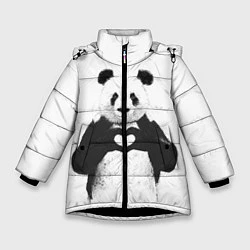 Куртка зимняя для девочки Panda Love, цвет: 3D-черный