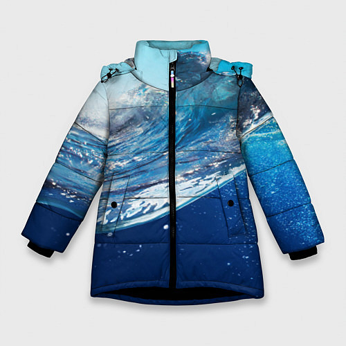 Зимняя куртка для девочки Стихия воды / 3D-Черный – фото 1