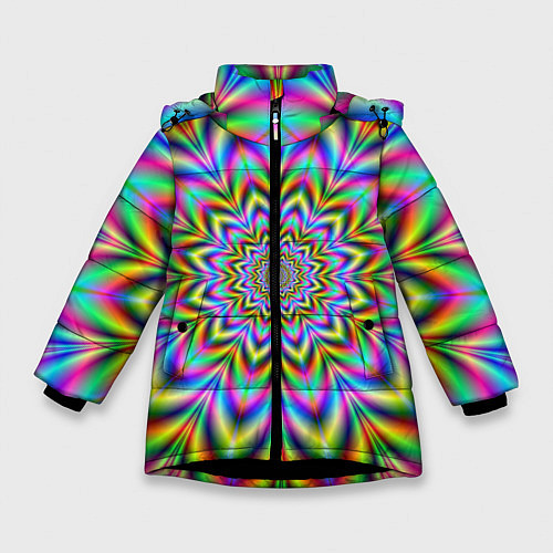 Зимняя куртка для девочки Красочная иллюзия / 3D-Черный – фото 1