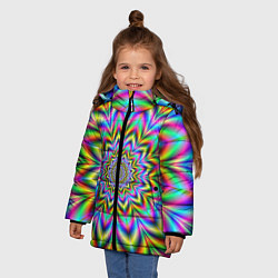 Куртка зимняя для девочки Красочная иллюзия, цвет: 3D-светло-серый — фото 2
