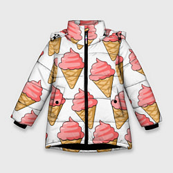 Куртка зимняя для девочки Мороженки, цвет: 3D-черный
