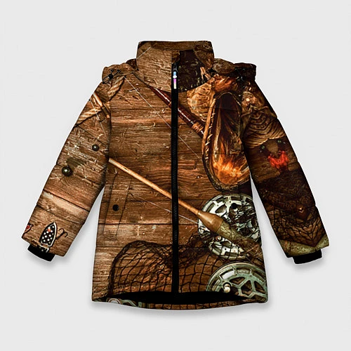 Зимняя куртка для девочки Рыбацкий стол / 3D-Черный – фото 1