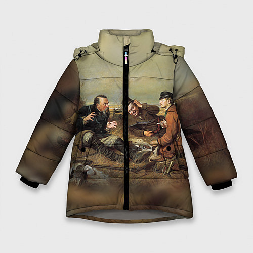 Зимняя куртка для девочки Русские охотники / 3D-Светло-серый – фото 1