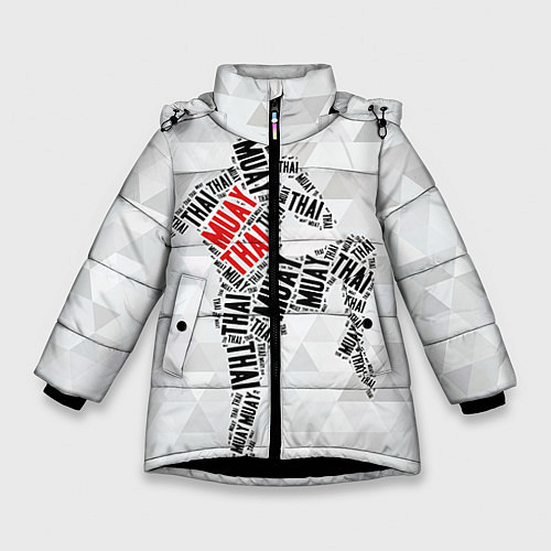 Зимняя куртка для девочки Muay thai Words / 3D-Черный – фото 1