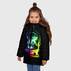 Куртка зимняя для девочки Кот космонавт, цвет: 3D-светло-серый — фото 2