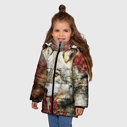 Куртка зимняя для девочки Волк в кустах, цвет: 3D-черный — фото 2