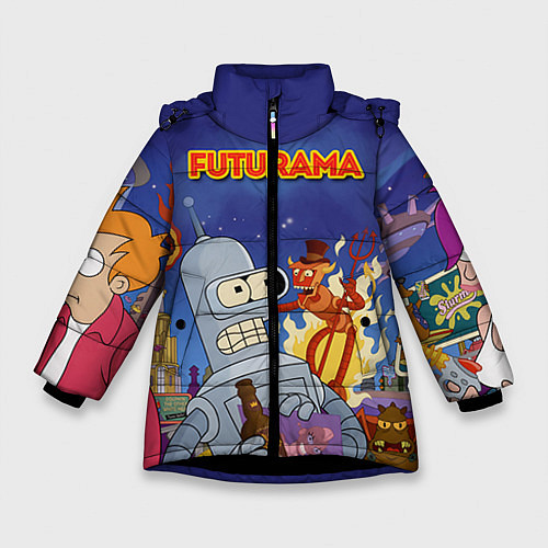 Зимняя куртка для девочки Futurama Devil / 3D-Черный – фото 1