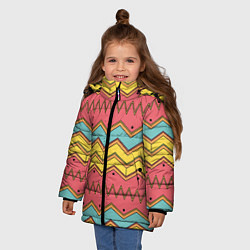 Куртка зимняя для девочки Цветные зигзаги, цвет: 3D-черный — фото 2
