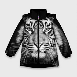 Куртка зимняя для девочки Красавец тигр, цвет: 3D-черный