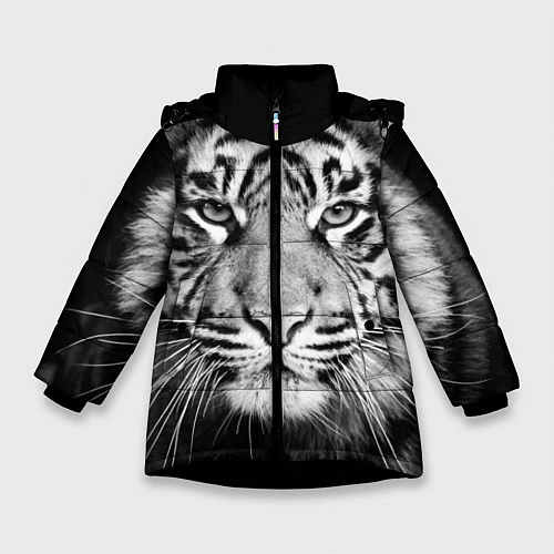 Зимняя куртка для девочки Красавец тигр / 3D-Черный – фото 1
