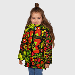 Куртка зимняя для девочки Хохлома: земляника, цвет: 3D-черный — фото 2