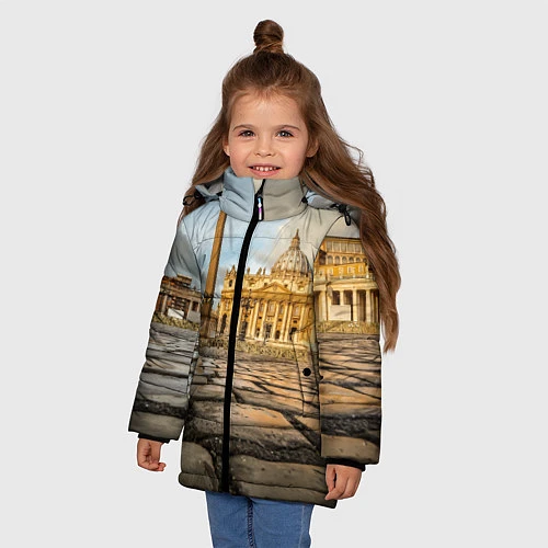 Зимняя куртка для девочки Площадь святого Петра / 3D-Красный – фото 3