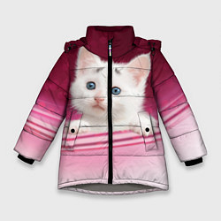 Зимняя куртка для девочки Белый котёнок