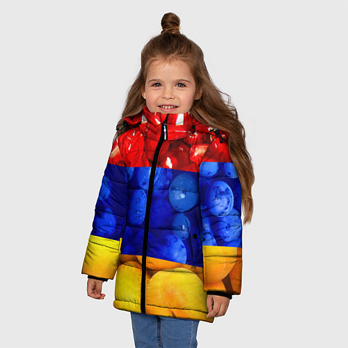 Зимняя куртка для девочки Флаг Армении / 3D-Красный – фото 3