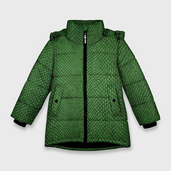 Зимняя куртка для девочки Змеиная зеленая кожа