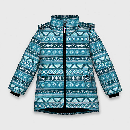 Зимняя куртка для девочки Винтажный орнамент / 3D-Черный – фото 1