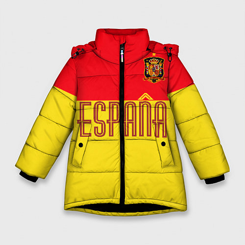 Зимняя куртка для девочки Сборная Испании: Евро 2016 / 3D-Черный – фото 1
