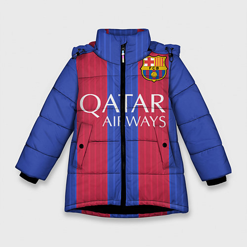 Зимняя куртка для девочки Barcelona: Qatar Airways / 3D-Черный – фото 1