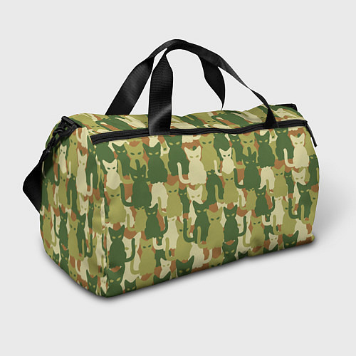 Спортивная сумка Камуфляж- зелёные кошки / 3D-принт – фото 1