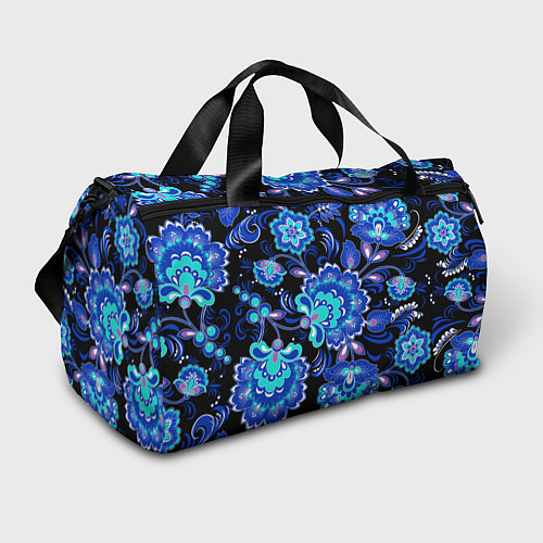 Спортивная сумка Синяя хохлома / 3D-принт – фото 1