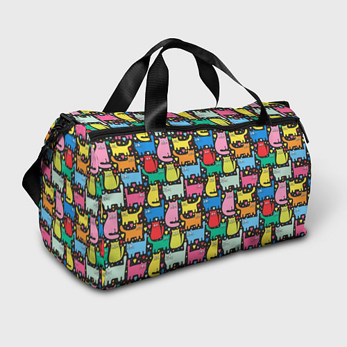 Спортивная сумка Разноцветные котики / 3D-принт – фото 1