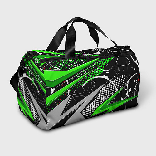 Спортивная сумка Black and green corners / 3D-принт – фото 1