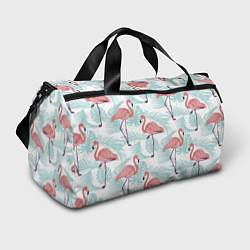 Спортивная сумка Узор фламинго и тропических растений