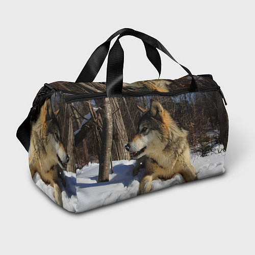 Спортивная сумка Волк лежит на снегу / 3D-принт – фото 1