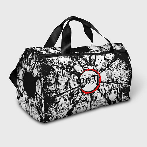 Спортивная сумка Kimetsu no yaiba чернобелый аниме коллаж / 3D-принт – фото 1